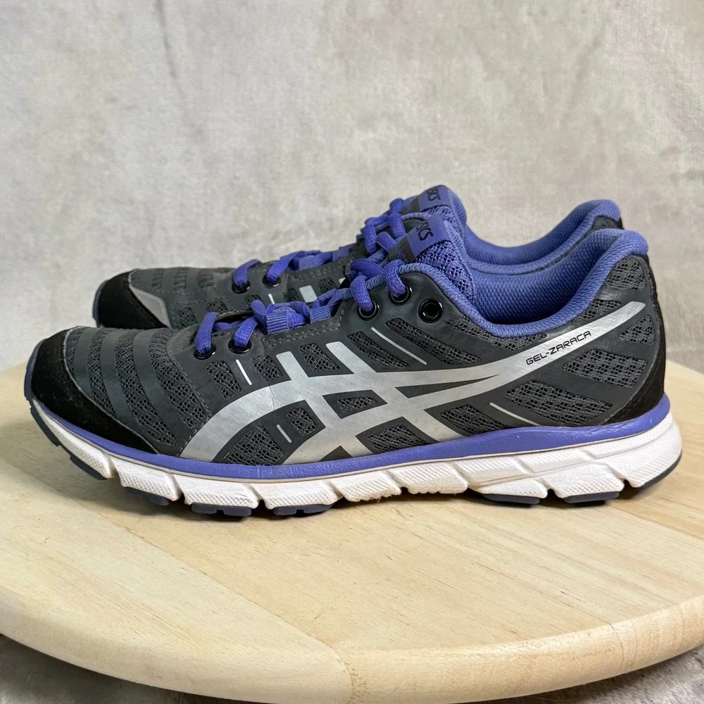 Asics Gel-Zaraca‎ Womens Running Shoes Grey Black Purple Low Top Sneakers